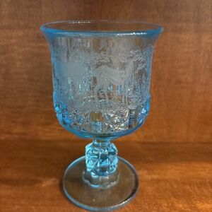 VTG Daisy & Cube Etched Water Goblet L.G. Wright Black Forest Moose Deer Dog